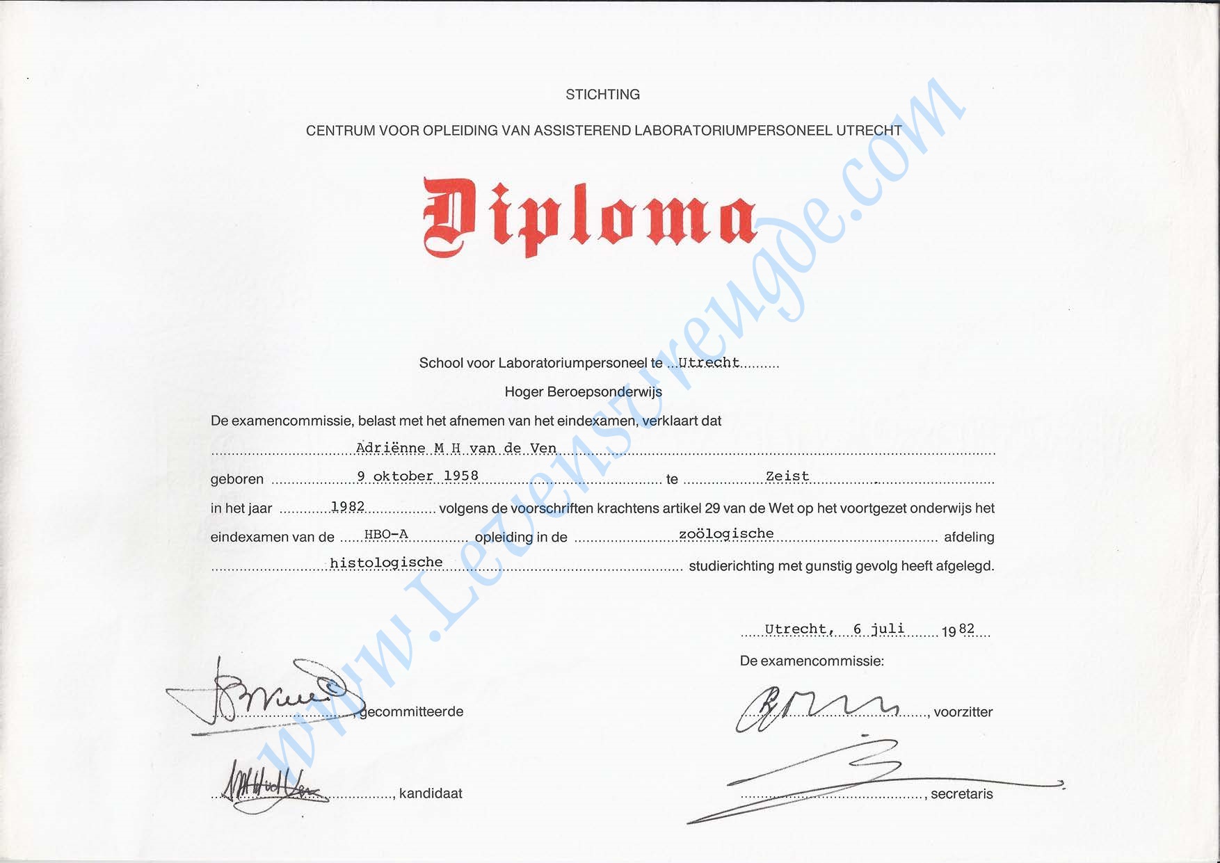 HBO Diploma Histologie